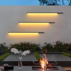 Modern Waterproof Outdoor Wall Light Villa Garden Balcony LED Strip Lamp 1-Light Courtyard Fixture 110-240V 20W Sconce Lighting