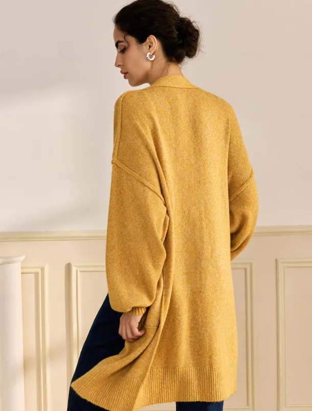 Mohair Bishop Sleeve Casual Daily Knit Cardigan