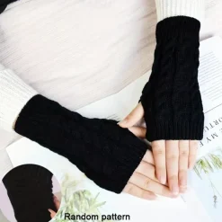 Monochrome Knitted Gloves Short Half Finger Warm Gloves Elastic Fingerless Touch Screen Fall Winter Gloves