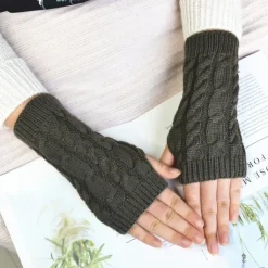 Monochrome Knitted Gloves Short Half Finger Warm Gloves Elastic Fingerless Touch Screen Fall Winter Gloves
