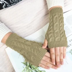 Monochrome Knitted Gloves Short Half Finger Warm Gloves Elastic Fingerless Touch Screen Fall Winter Gloves