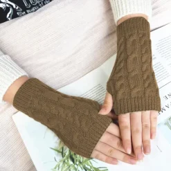Monochrome Knitted Gloves Short Half Finger Warm Gloves Elastic Fingerless Touch Screen Fall Winter Gloves