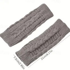Monochrome Knitted Gloves Short Half Finger Warm Gloves Elastic Fingerless Touch Screen Fall Winter Gloves