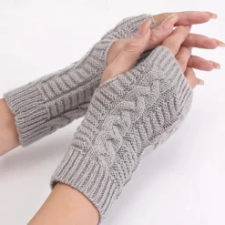 Monochrome Knitted Gloves Short Half Finger Warm Gloves Elastic Fingerless Touch Screen Fall Winter Gloves