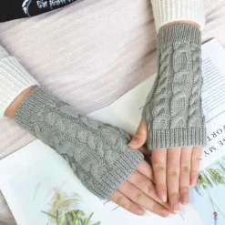 Monochrome Knitted Gloves Short Half Finger Warm Gloves Elastic Fingerless Touch Screen Fall Winter Gloves