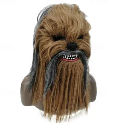 Monster Chewbacca Halloween Mask Full Head Scary Costume Moveable Jaw Adults' Unisex Carnival Performance Party Easy Halloween Costumes Dress Up