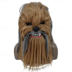 Monster Chewbacca Halloween Mask Full Head Scary Costume Moveable Jaw Adults' Unisex Carnival Performance Party Easy Halloween Costumes Dress Up