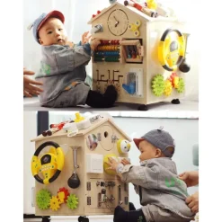 Montessori Busy BoardEarly Education Busy Board Montessori Focus Training Unlock Busy House Educational Toys Go to School Holiday Gifts for Kids