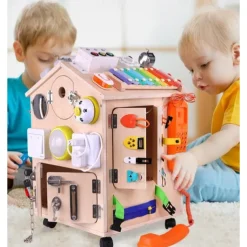 Montessori Busy BoardEarly Education Busy Board Montessori Focus Training Unlock Busy House Educational Toys Go to School Holiday Gifts for Kids