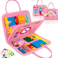 Montessori Toys Montessori Busy Board,Montessori Education Felt Busy Board Children's Educational Learning Board Multi-Page Folder