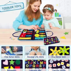 Montessori Toys Montessori Busy Board,Montessori Education Felt Busy Board Children's Educational Learning Board Multi-Page Folder