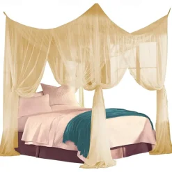 Mosquito Net Bed Canopy, 4 Corner Post Canopy Bed Curtains with 4 Hanging Hooks, 30ft Tether and 4 Tassel Hanging Pendants for Full/Queen/King Size