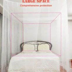 Mosquito Net Bed Canopy, 4 Corner Post Canopy Bed Curtains with 4 Hanging Hooks, 30ft Tether and 4 Tassel Hanging Pendants for Full/Queen/King Size