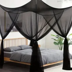 Mosquito Net Bed Canopy, 4 Corner Post Canopy Bed Curtains with 4 Hanging Hooks, 30ft Tether and 4 Tassel Hanging Pendants for Full/Queen/King Size