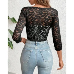 Mother's Wraps Elegant Sun Protection Long Sleeve Lace Wedding Wraps With Pure Color For Wedding Summer