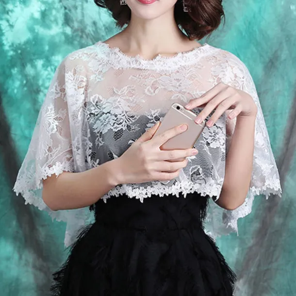 Mother's Wraps Elegant Sun Protection Half Sleeve Lace Wedding Wraps With Lace For Wedding Summer