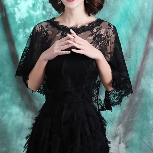 Mother's Wraps Elegant Sun Protection Half Sleeve Lace Wedding Wraps With Lace For Wedding Summer