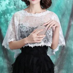 Mother's Wraps Elegant Sun Protection Half Sleeve Lace Wedding Wraps With Lace For Wedding Summer