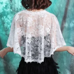 Mother's Wraps Elegant Sun Protection Half Sleeve Lace Wedding Wraps With Lace For Wedding Summer
