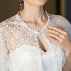 Mother's Wraps Elegant Sun Protection Short Sleeve Lace Wedding Wraps With Lace For Wedding Summer