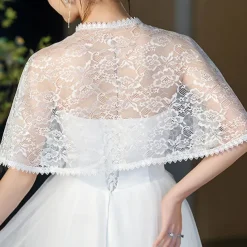 Mother's Wraps Elegant Sun Protection Short Sleeve Lace Wedding Wraps With Lace For Wedding Summer