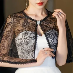 Mother's Wraps Elegant Sun Protection Short Sleeve Lace Wedding Wraps With Lace For Wedding Summer