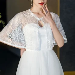 Mother's Wraps Elegant Sun Protection Short Sleeve Lace Wedding Wraps With Lace For Wedding Summer