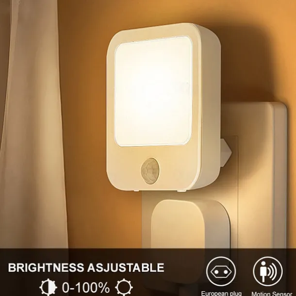 Motion Sensor Light LED Night Light Modes Switching Brightness Adjustable Just Plug In Outlet Light and Dark Sensor