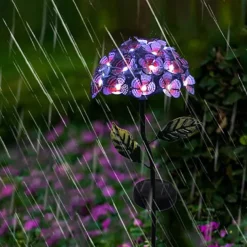 Motion Sensor Outdoor Lights LED Solar Light Artificial Hydrangea Simulation Flower Outdoor Waterproof Garden Lawn Stakes Lamps