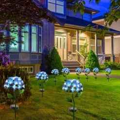 Motion Sensor Outdoor Lights LED Solar Light Artificial Hydrangea Simulation Flower Outdoor Waterproof Garden Lawn Stakes Lamps