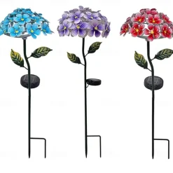 Motion Sensor Outdoor Lights LED Solar Light Artificial Hydrangea Simulation Flower Outdoor Waterproof Garden Lawn Stakes Lamps