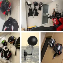 Motorcycle Helmet Wall Rack - 180° Rotating Metal Helmet Holder, Bike Helmet Display Stand, Mountable Hanger