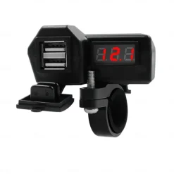 Motorcycle Mobile Phone Charger 3.4A Dual USB With Cigarette Lighter 10-24V With Voltage Display Meter Modification Accessories