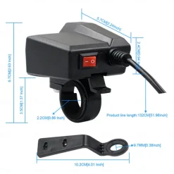 Motorcycle Mobile Phone Charger 3.4A Dual USB With Cigarette Lighter 10-24V With Voltage Display Meter Modification Accessories