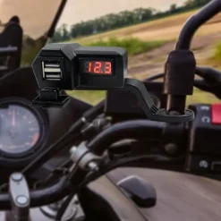 Motorcycle Mobile Phone Charger 3.4A Dual USB With Cigarette Lighter 10-24V With Voltage Display Meter Modification Accessories