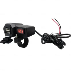 Motorcycle Mobile Phone Charger 3.4A Dual USB With Cigarette Lighter 10-24V With Voltage Display Meter Modification Accessories