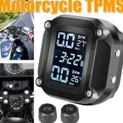 Motorcycle TPMS Motor Tire Pressure Tyre Temperature Monitoring Alarm System with 2 External Sensors
