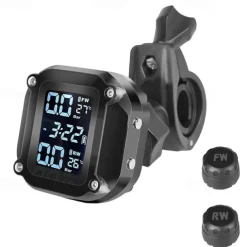 Motorcycle TPMS Motor Tire Pressure Tyre Temperature Monitoring Alarm System with 2 External Sensors