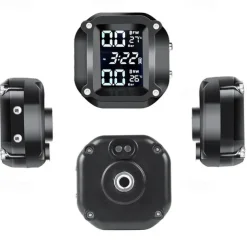 Motorcycle TPMS Motor Tire Pressure Tyre Temperature Monitoring Alarm System with 2 External Sensors