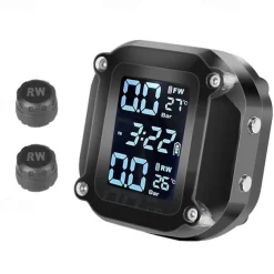 Motorcycle TPMS Motor Tire Pressure Tyre Temperature Monitoring Alarm System with 2 External Sensors