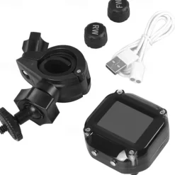 Motorcycle TPMS Motor Tire Pressure Tyre Temperature Monitoring Alarm System with 2 External Sensors