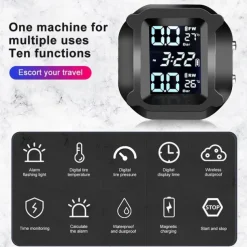 Motorcycle TPMS Motor Tire Pressure Tyre Temperature Monitoring Alarm System with 2 External Sensors