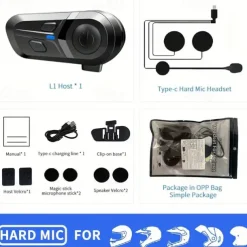 Motorcycle Wireless 5.3 Helmet Headset Earphone Wireless Hands-Free Call Kit Stereo Anti-Interference Music Player Speaker