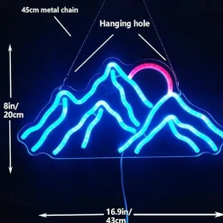 Mountain Sunset Neon Sign Light, USB Powered Dimmable LED Wall Light for Bedroom, Kids Room & Living Room Decor