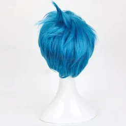 Movie Inside Out Joy Wig Short Blue Heat Resistant Hair Cosplay Costume Wigs Halloween Wigs