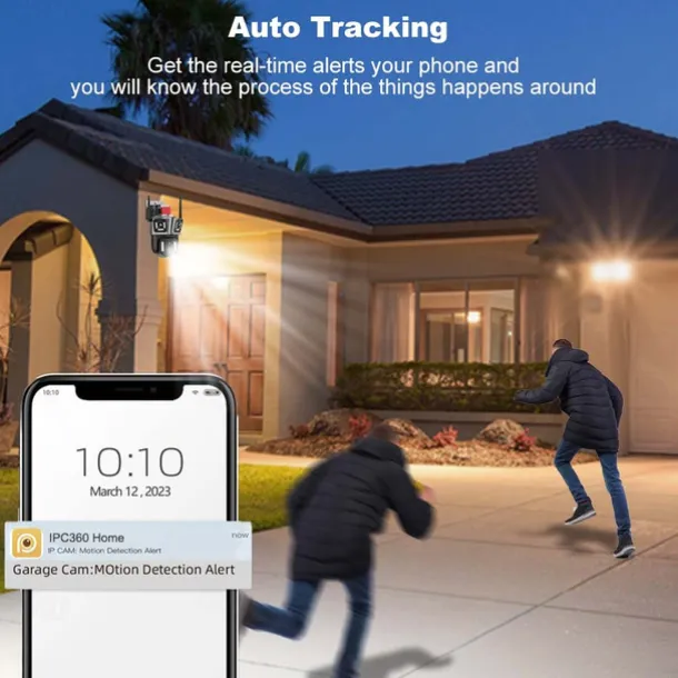 16MP 8K WiFi IP Camera 10X Zoom 4K Outdoor Security Camera Surveillance AI Track Four Lens Three Screen Mini Street Camera 360°