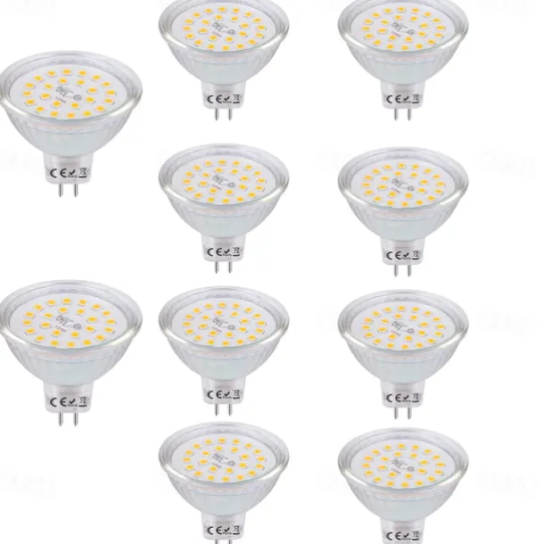 Mr16 LED Bulb 4W 3000K Warm White/6000K White 12V Low Voltage for Track Lights Fiber Optics Desk Lamps Spotlights with Glass Cover 1/10 Pcs