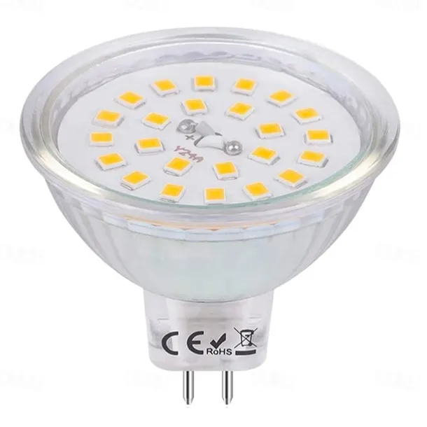 Mr16 LED Bulb 4W 3000K Warm White/6000K White 12V Low Voltage for Track Lights Fiber Optics Desk Lamps Spotlights with Glass Cover 1/10 Pcs