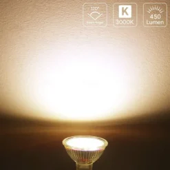 Mr16 LED Bulb 4W 3000K Warm White/6000K White 12V Low Voltage for Track Lights Fiber Optics Desk Lamps Spotlights with Glass Cover 1/10 Pcs