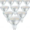 MR16 LED Bulbs GU5.3 Bi-Pin LED Bulbs Base Clear Glass Cover 12V 50W Halogen Equivalent Non-Dimmable 120 Degree Beam Angle 500LM for Landscape Spotlight Track Lights 10 Pcs